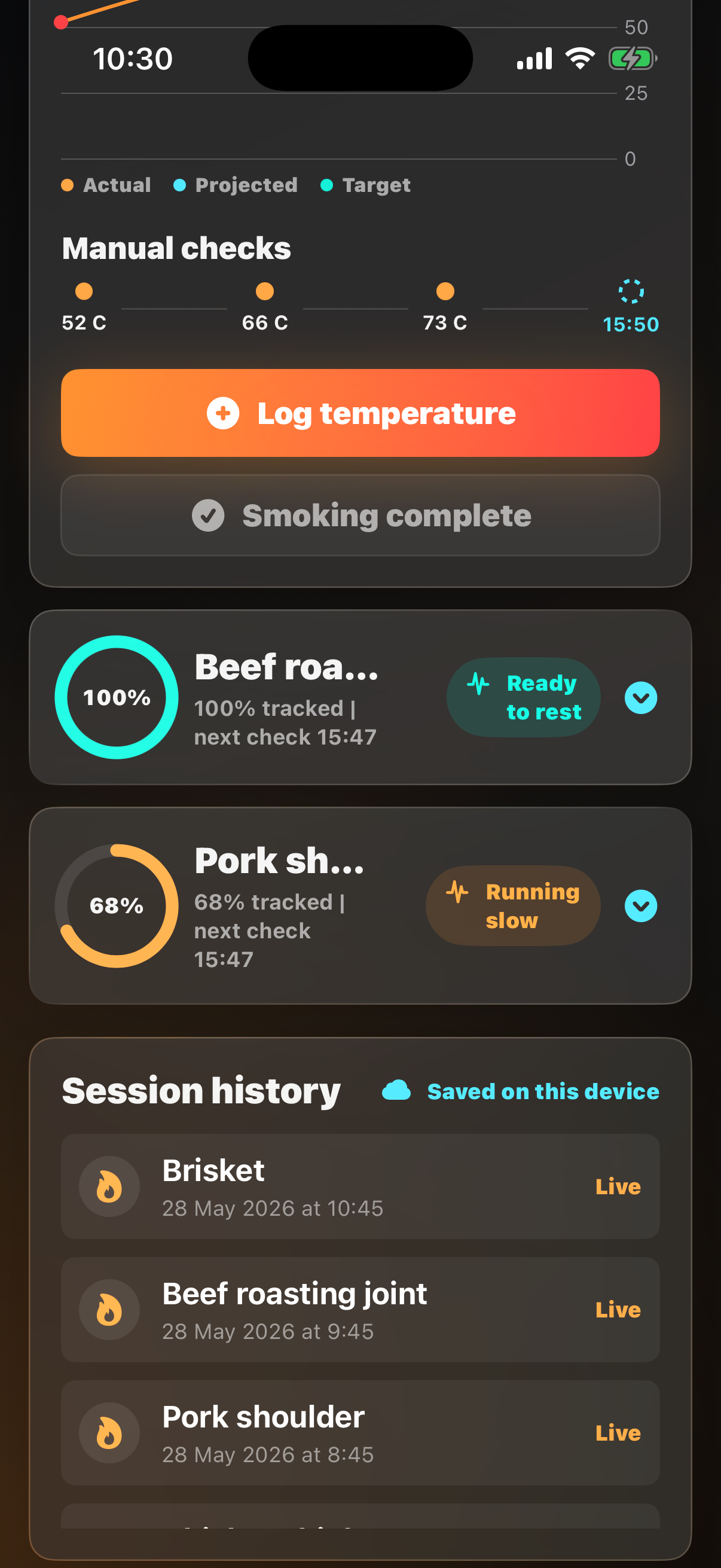 Multiple smokes screen in SmokeShow